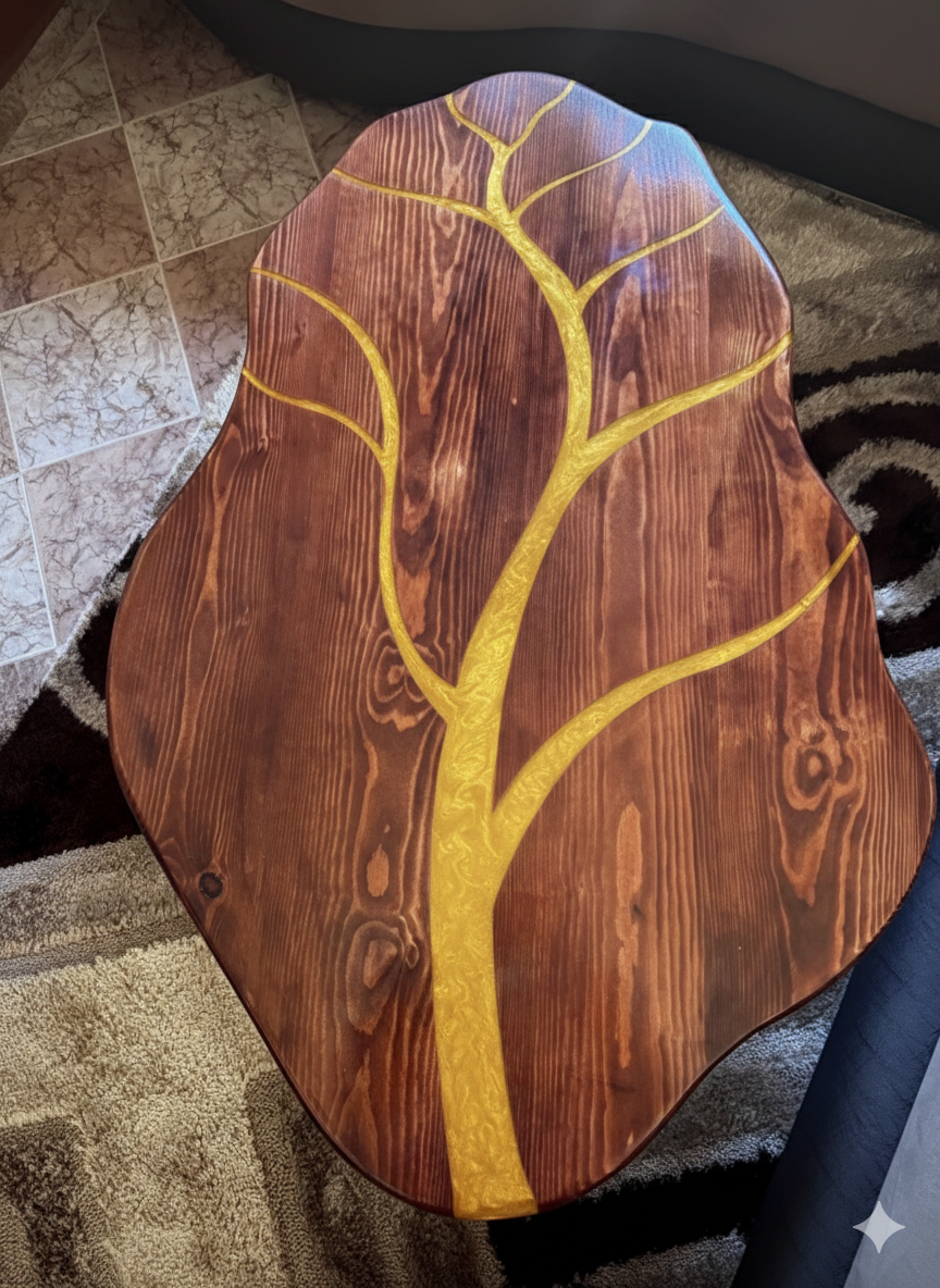 طاولة خشبية بالريزين