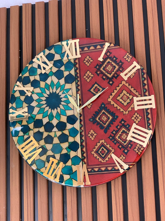 Horloge Murale Zellige & Tapis Berbère